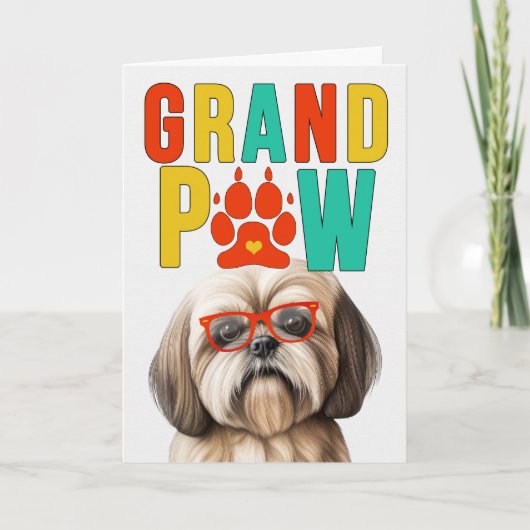GranPAW Lhasa Apso Hond Grappige Grootouders Dag Feestdagen Kaart (Voorkant)