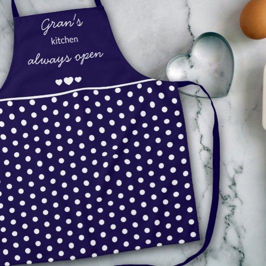 Gran's Kitchen Altijd Open Navy Blauwe En Witte St Schort