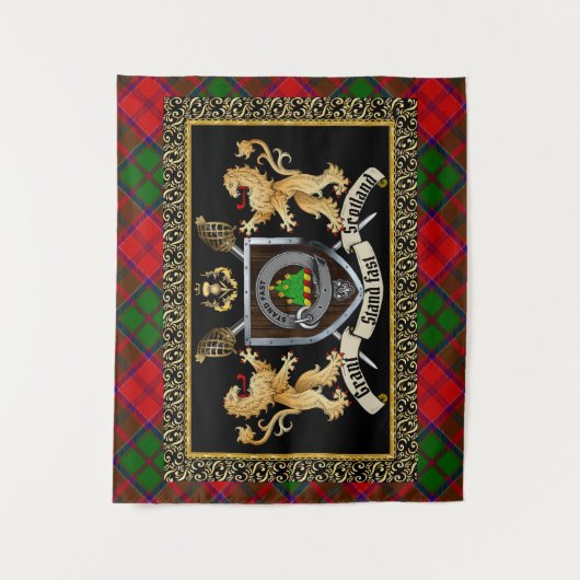 Grant Clan Badge & Motto w/Lions Wandkleed (Voorkant)