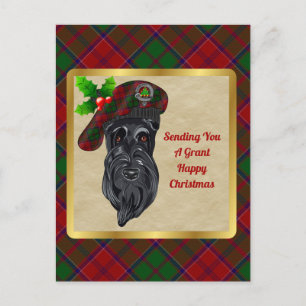 Grant Clan Badge & Tartan Kerstmis Briefkaart