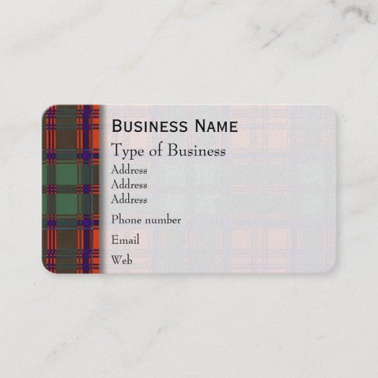 Grant clan Pset Scottish tartan Visitekaartje (Voorkant)