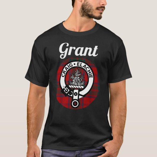 Grant clan Scottish Name Coat of Arms Tartan T-shirt (Voorkant)
