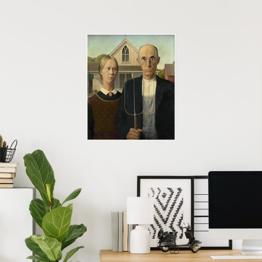 Grant DeVolson Wood American Gothic Poster (Thuiskantoor)