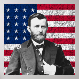 Grant en de Amerikaanse vlag Poster