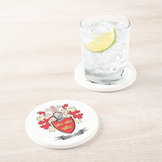 Grant Family Crest Coat of Arms Zandsteen Onderzetter (Zijkant)