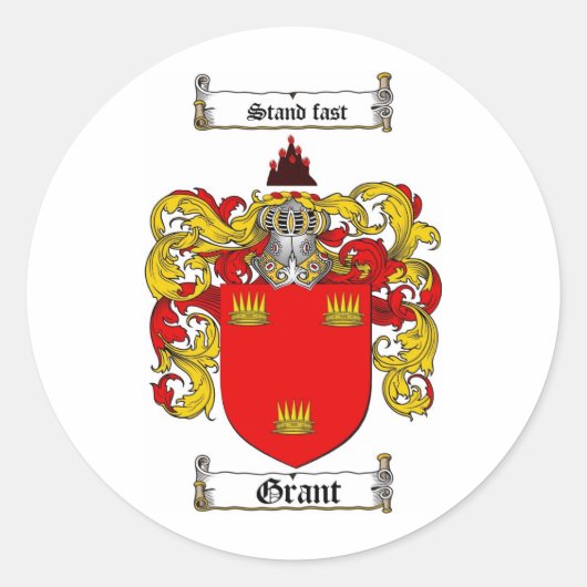 GRANT FAMILY CREST - GRANT COAT WAPENS RONDE STICKER (Voorkant)