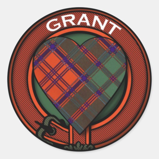 Grant Heart Tartan ontwerp Ronde Sticker (Voorkant)