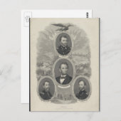 Grant, Lincoln, Sheridan, Sherman Briefkaart (Voorkant / Achterkant)