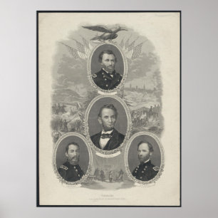 Grant, Lincoln, Sheridan, Sherman Poster