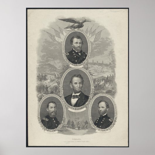 Grant, Lincoln, Sheridan, Sherman Poster (Voorkant)