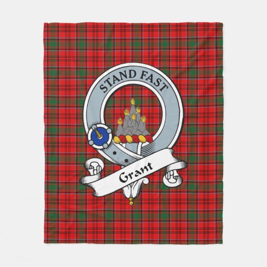 Grant Red Clan Badge Tartan Pset Fleece Deken (Voorkant)