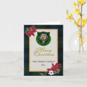 Grant Schotse Clan Tartan & Crest Kaart (Gele Bloem)