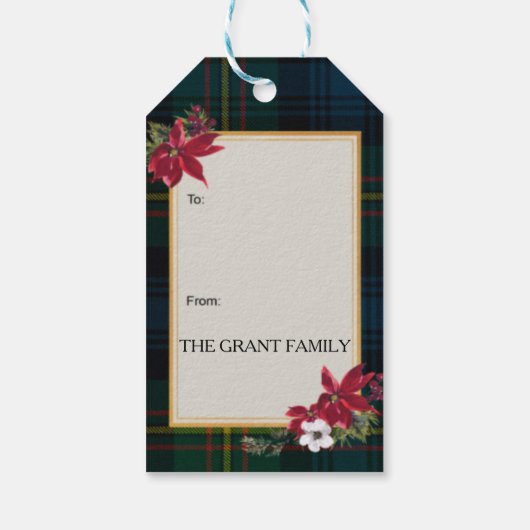 Grant Scottish Clan Tartan & Crest Cadeaulabel (Achterkant)