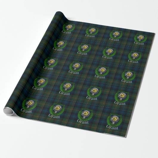 Grant Scottish Clan Tartan & Crest Cadeaupapier (Uitgerold)