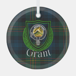 Grant Scottish Clan Tartan & Crest Glas Ornament