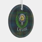 Grant Scottish Clan Tartan & Crest Glas Ornament (Voorkant Rechts)