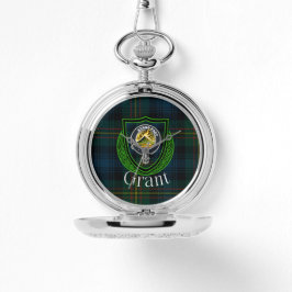 Grant Scottish Clan Tartan & Crest Horloge