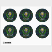 Grant Scottish Clan Tartan & Crest Ronde Sticker (Vel)