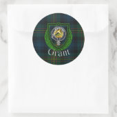 Grant Scottish Clan Tartan & Crest Ronde Sticker (Tas)