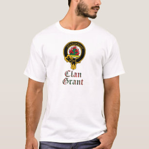 Grant scottish crest and tartan clan name t-shirt