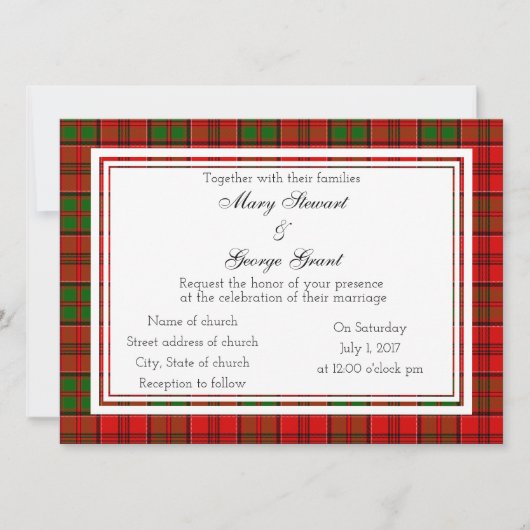 Grant Scottish Wedding Invitation Kaart (Voorkant)