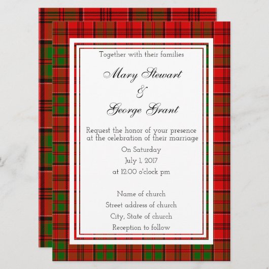 Grant Scottish Wedding Invitation Kaart (Voorkant / Achterkant)