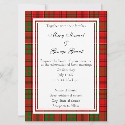 Grant Scottish Wedding Invitation Kaart (Voorkant)