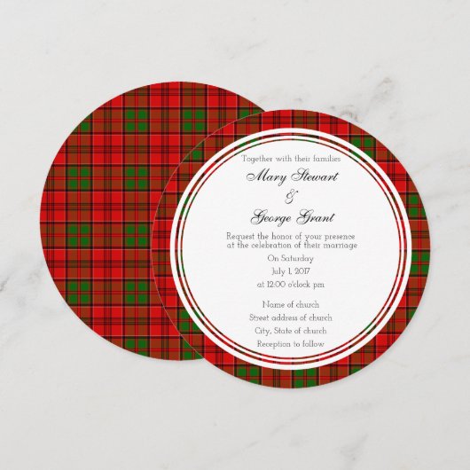 Grant Scottish Wedding Round Uitnodiging (Voorkant / Achterkant)