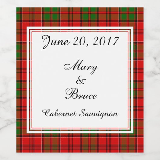 Grant Scottish Wedding Wine Label Wijn Etiket (Enkel label)