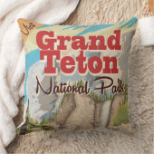 Grant Teton nationaal park Vintage Reisposter Kussen (Deken)