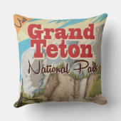 Grant Teton nationaal park Vintage Reisposter Kussen (Achterkant)