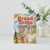 Grant Teton National park Vintage Travel Poster Briefkaart (Staand voorkant)