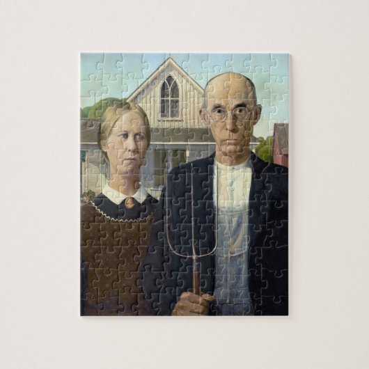 Grant Wood "American Gothic" Legpuzzel (Verticaal)