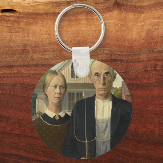 Grant Wood American Gothic Sleutelhanger (Voorkant)