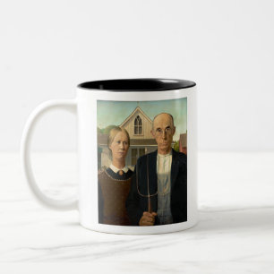 Grant Wood American Gothic Tweekleurige Koffiemok