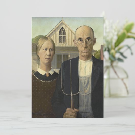 Grant Wood - Amerikaans Gothic Bedankkaart (Staand voorkant)