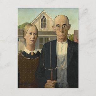 Grant Wood - Amerikaans Gothic Briefkaart
