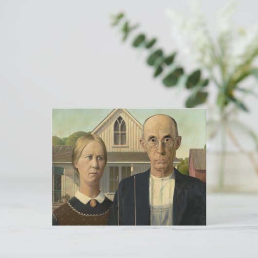 Grant Wood - Amerikaans Gothic Briefkaart (Staand voorkant)