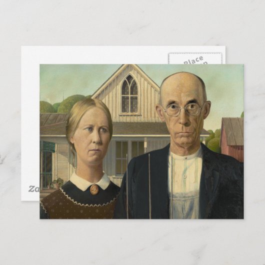 Grant Wood - Amerikaans Gothic Briefkaart (Voorkant / Achterkant)