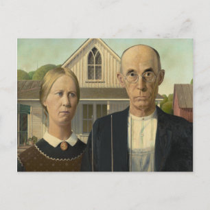 Grant Wood - Amerikaans Gothic Briefkaart