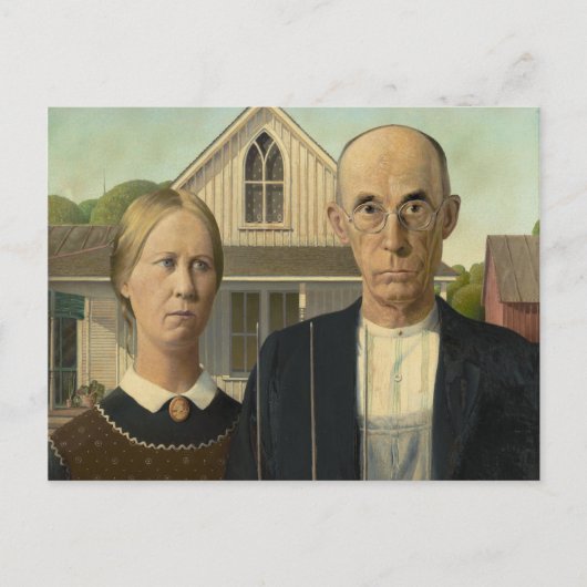 Grant Wood - Amerikaans Gothic Briefkaart (Voorkant)