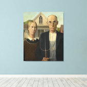 Grant Wood - Amerikaans Gothic Canvas Afdruk (Insitu (Houten vloer))