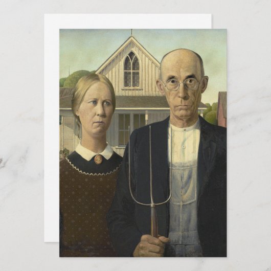 Grant Wood - Amerikaans Gothic Feestdagenkaart (Voorkant / Achterkant)