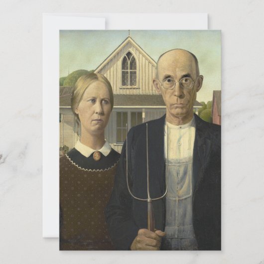 Grant Wood - Amerikaans Gothic Feestdagenkaart (Voorkant)