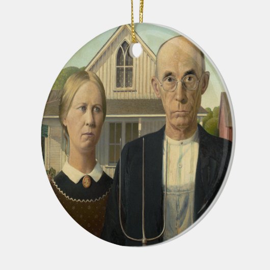 Grant Wood - Amerikaans Gothic Keramisch Ornament (Links)