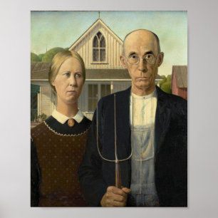 Grant Wood - Amerikaans Gothic Poster