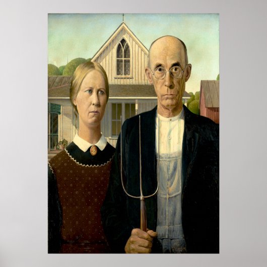 Grant Wood - Amerikaans Gothic Poster (Voorkant)