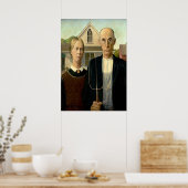 Grant Wood - Amerikaans Gothic Poster (Keuken)