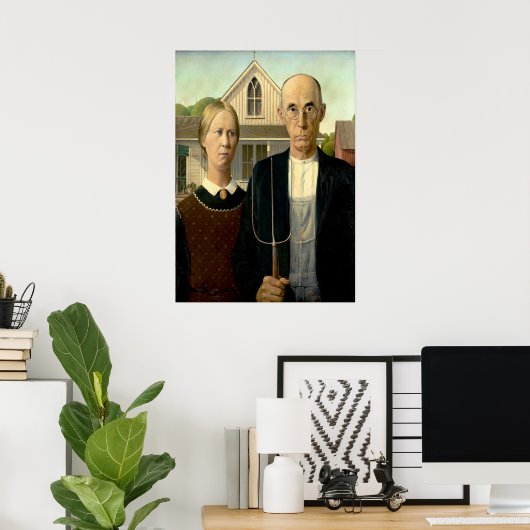 Grant Wood - Amerikaans Gothic Poster (Thuiskantoor)