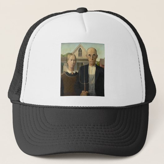 Grant Wood - Amerikaans Gothic Trucker Pet (Voorkant)
